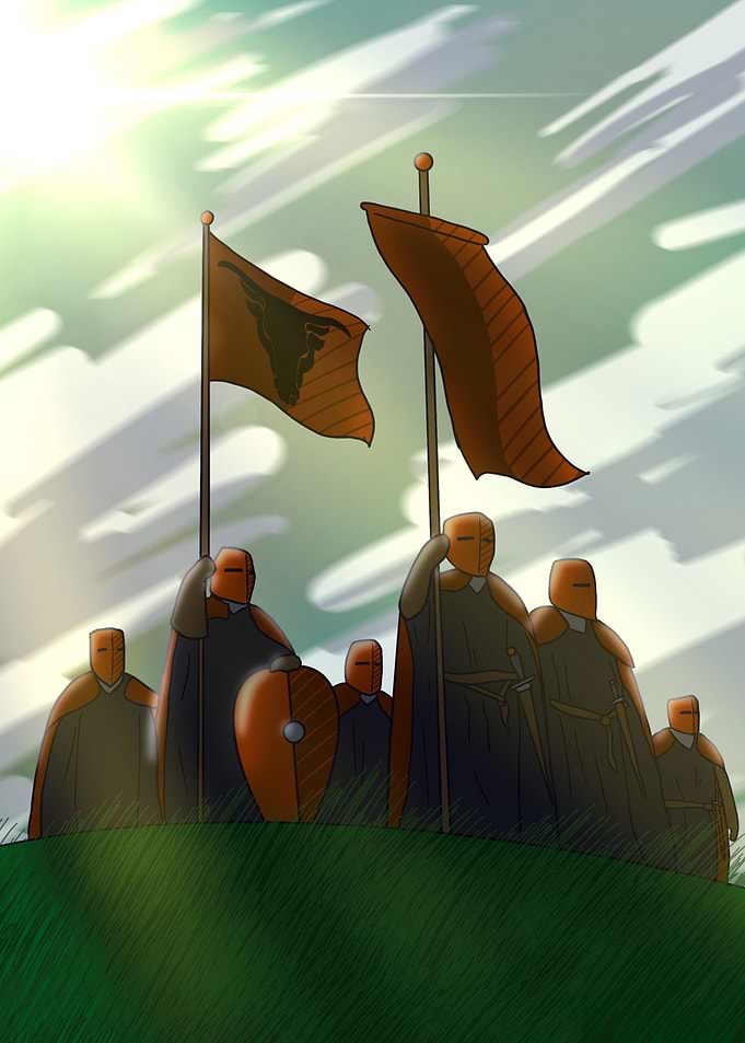Medieval Knights with Flags