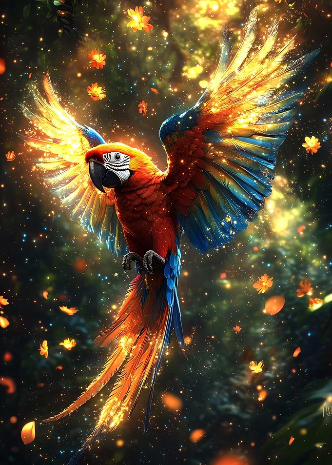Golden Macaw in Flight