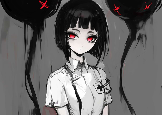 Anime Girl with Red Eyes