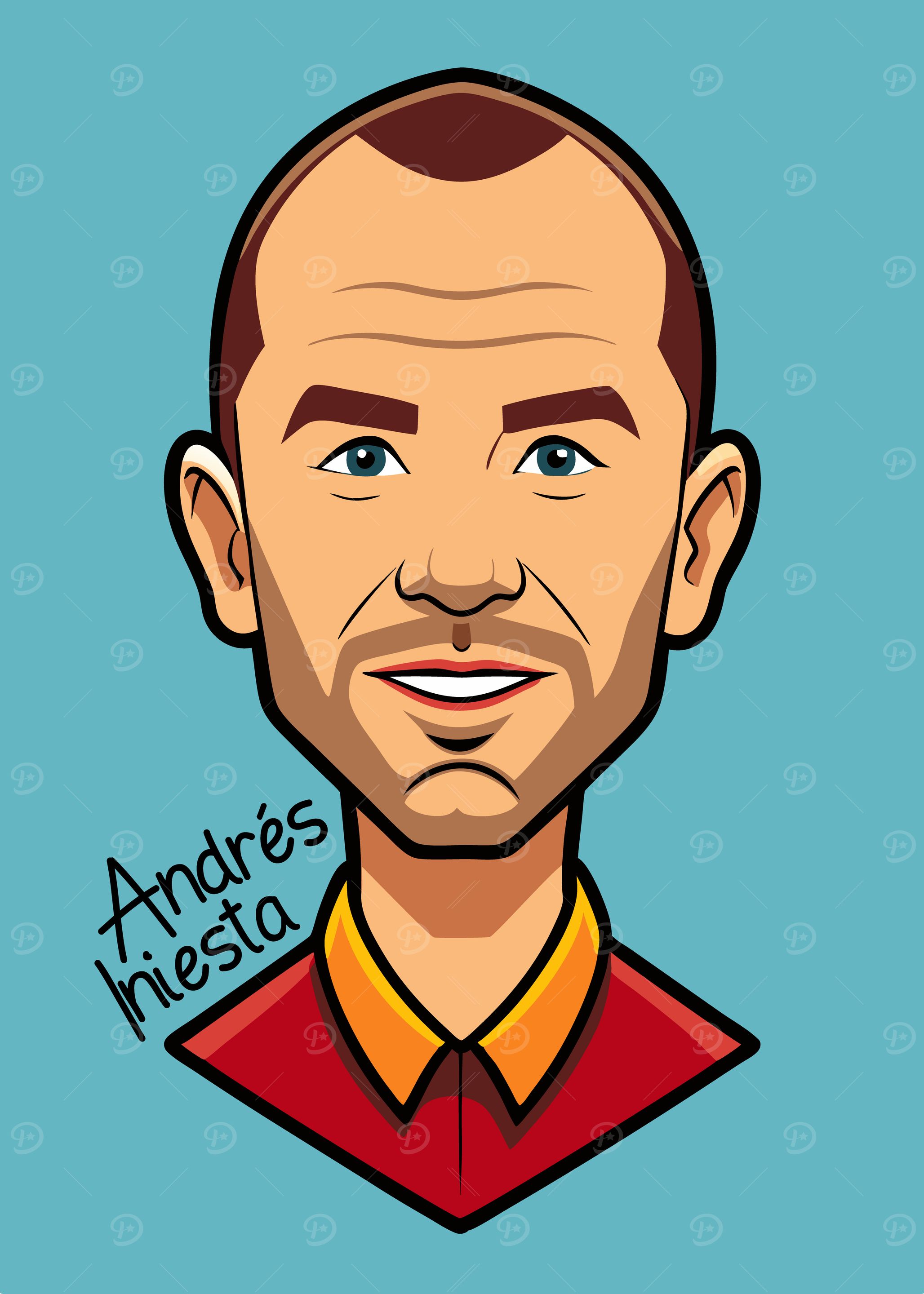 Andrés Iniesta Cartoon Portrait