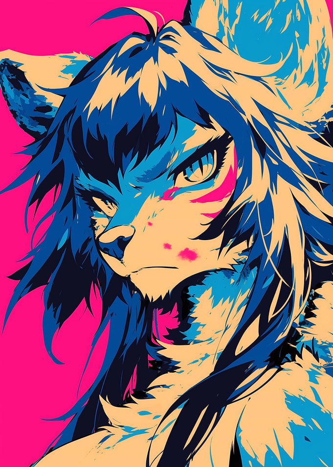 Furry Portrait in Neon Colors