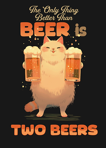 Cat Holding Two Beers