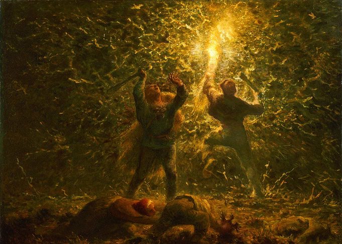 Burning Torch in the Forest