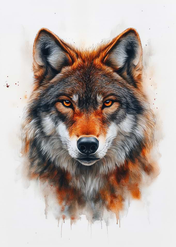 Wolf Watercolor Portrait