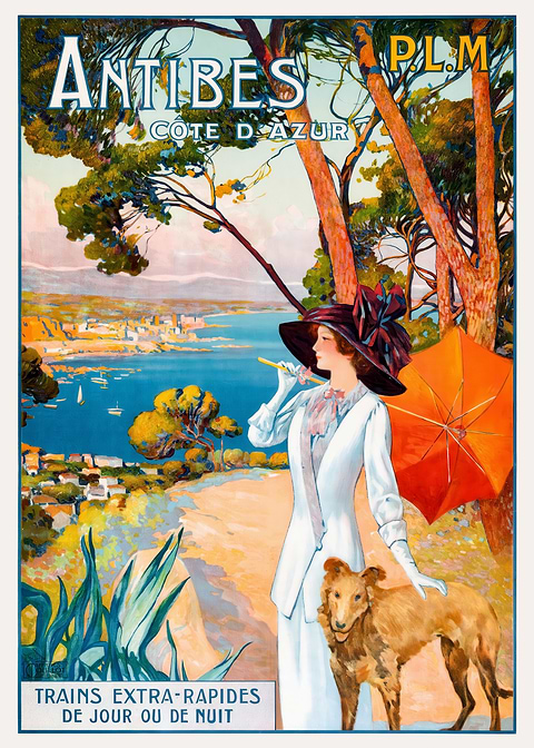 Antibes Travel Poster — retro travel art printed on metal