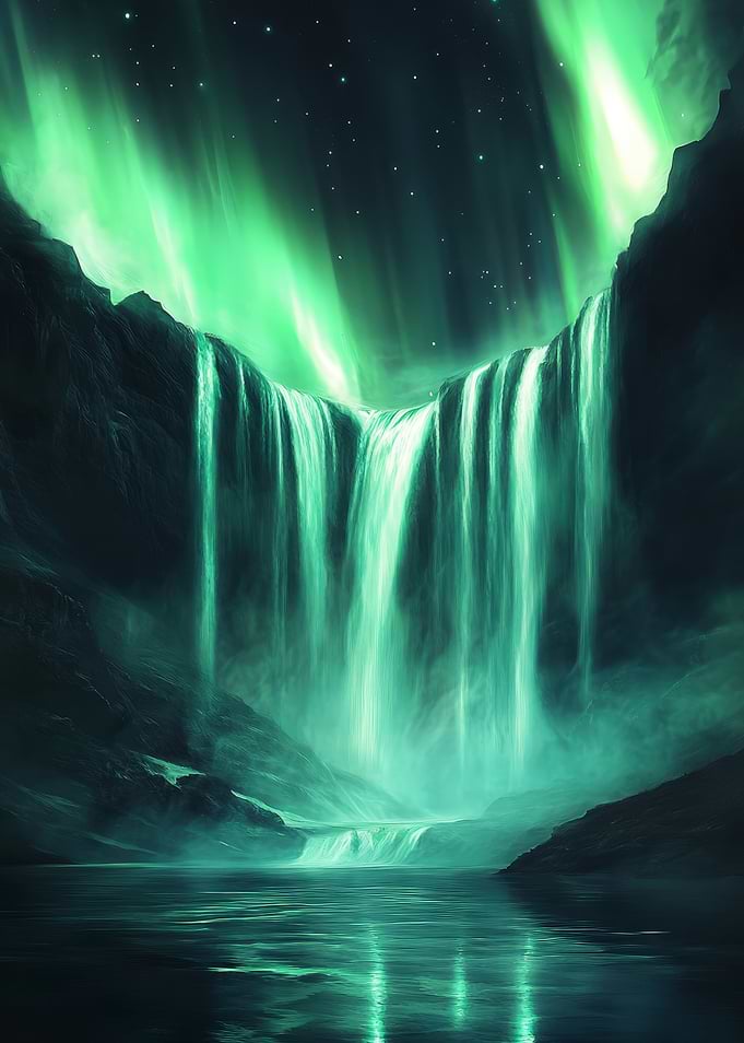 Aurora Borealis Waterfall