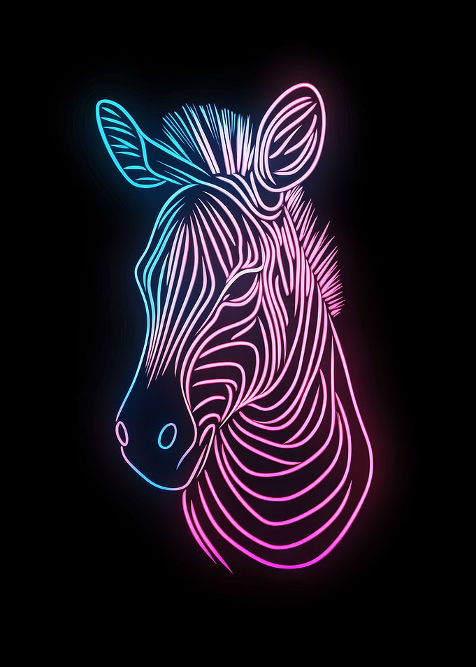 Neon Zebra Line Art