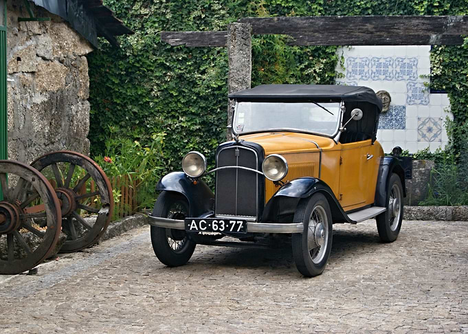 Vintage Yellow Fiat Convertible