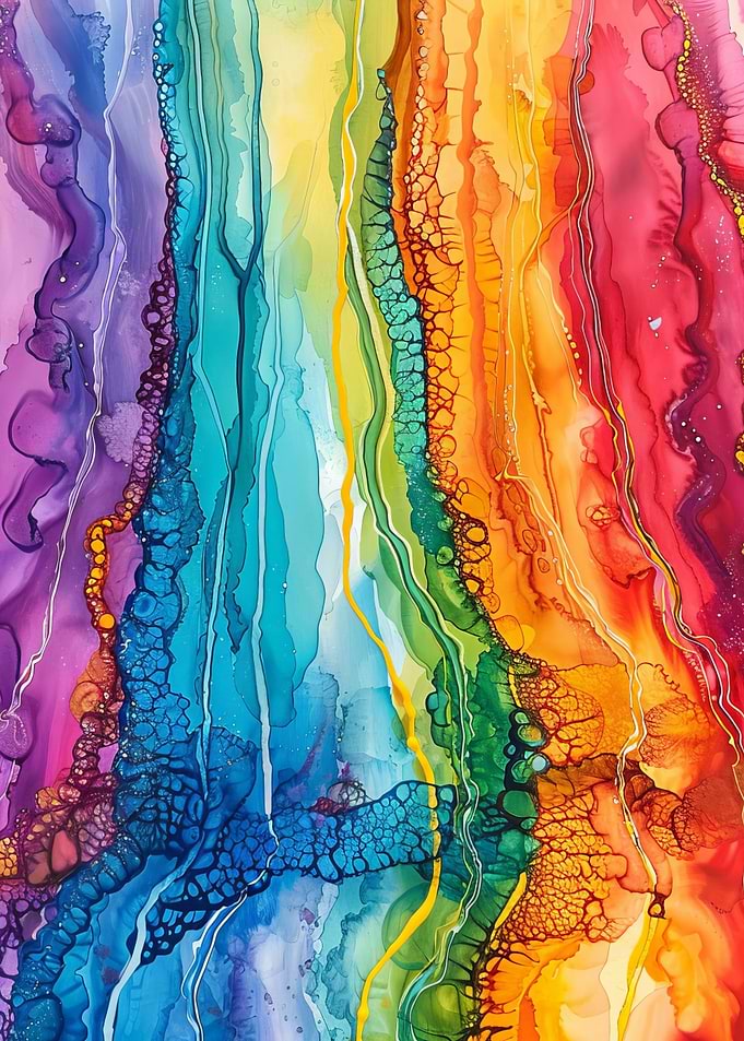 Abstract Alcohol Ink Rainbow Art