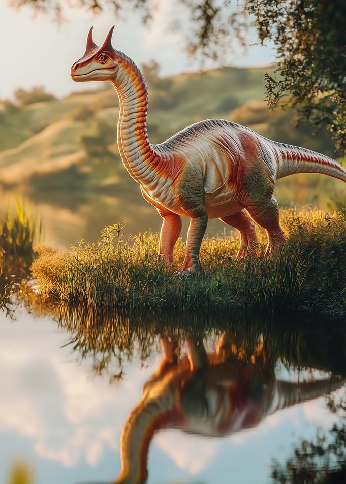 Parasaurolophus Dinosaur by the Lake