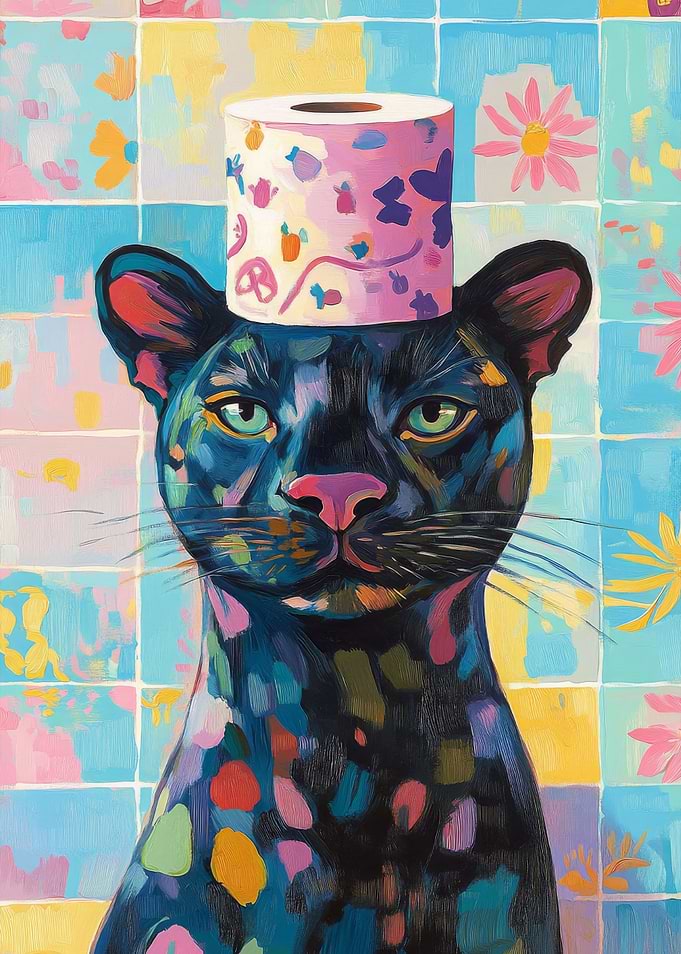 Black Panther with Toilet Paper Hat