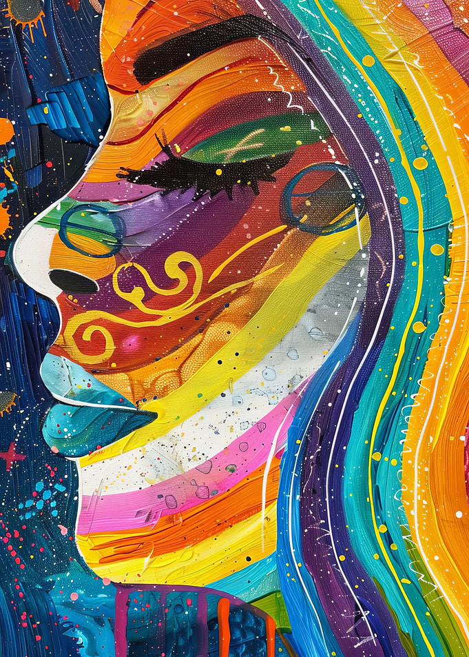 Abstract Colorful Women Portrait