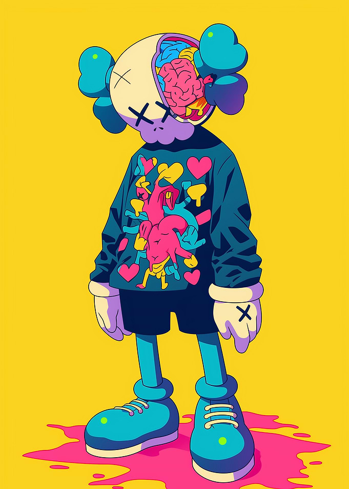 Cartoon Character with Exposed Organs