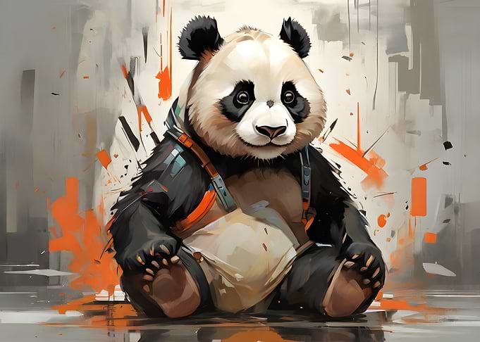 Panda in a Harness
