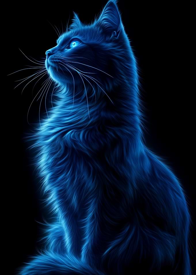 Blue Cat Silhouette