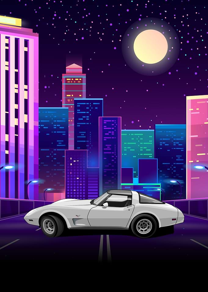 Retro City Nightscape