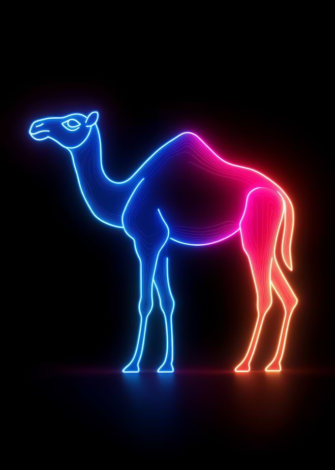 Neon Camel Silhouette
