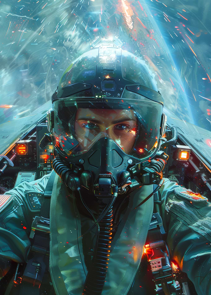 Fighter Pilot in Cockpit