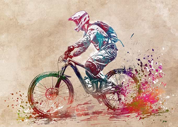 Mountain Biker Watercolor