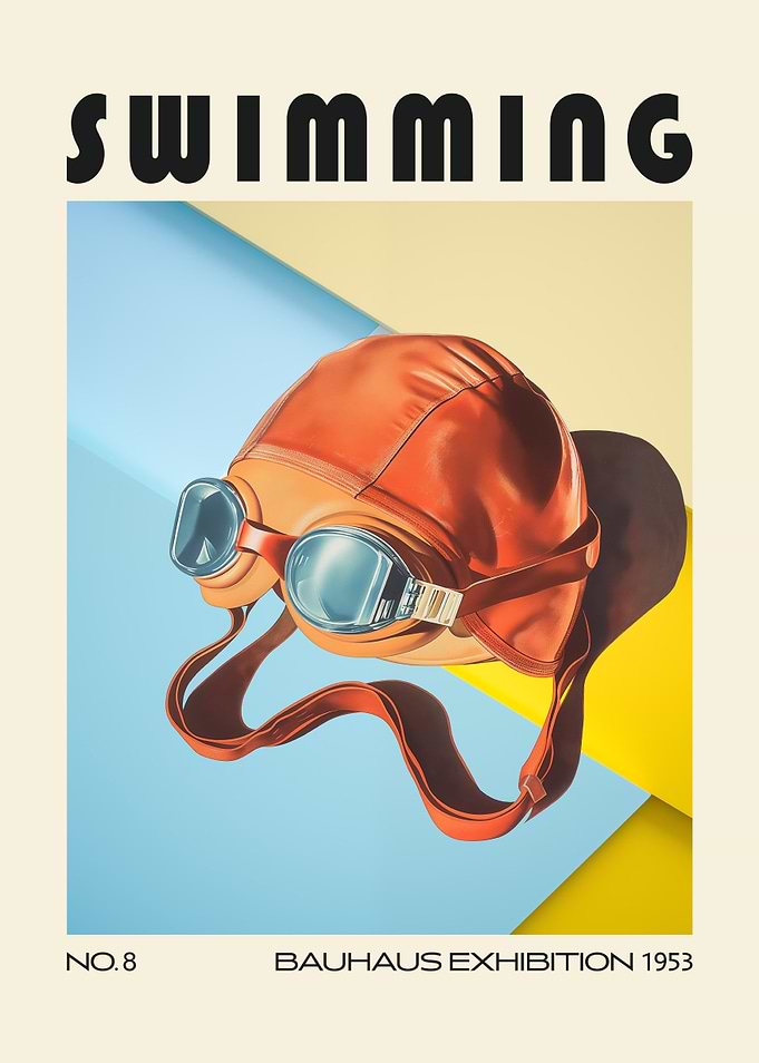 Swimming Mid Century Bauhaus