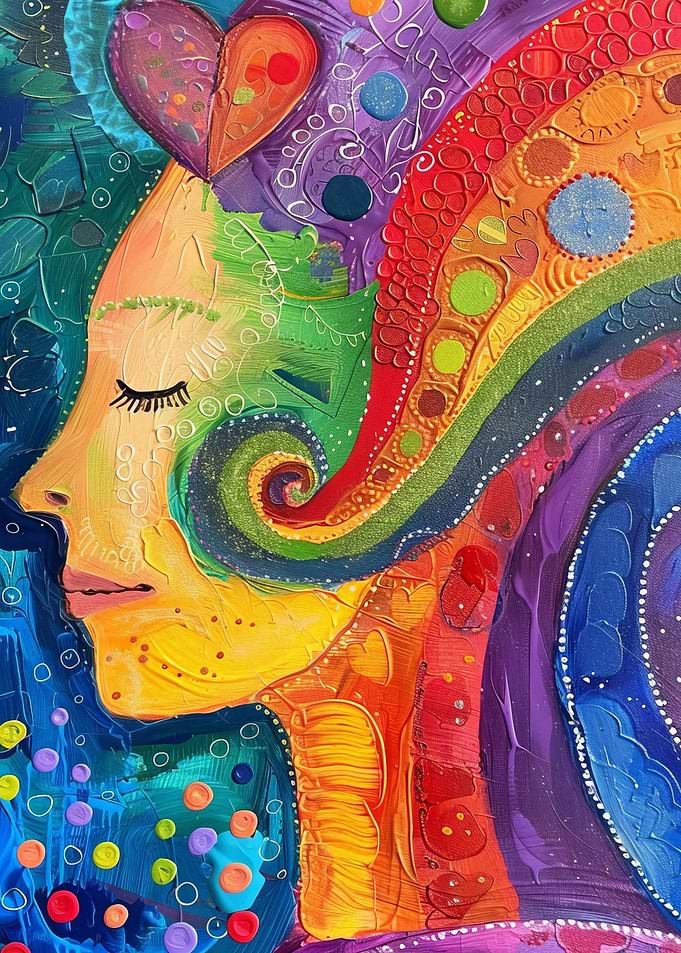Swirly Abstract Rainbow Pride Woman