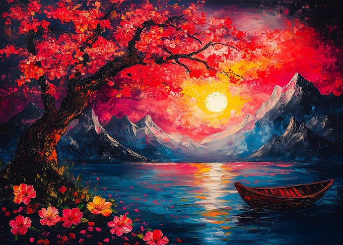 Sunset Mountain Lake