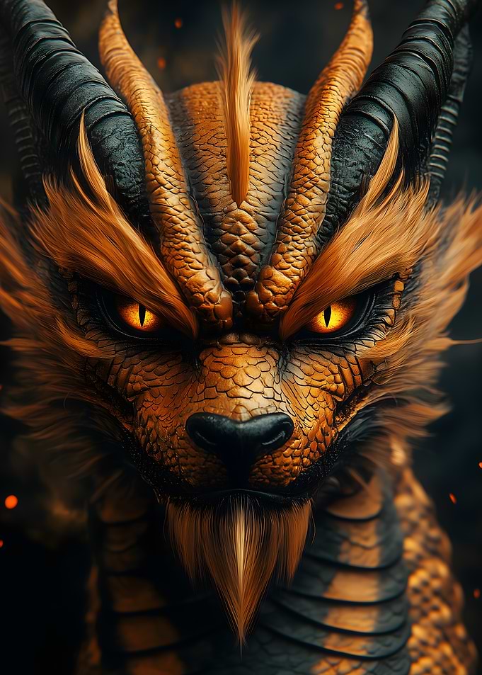Golden Dragon Portrait Japanese