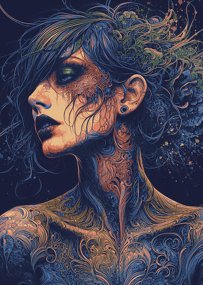 Woman with Intricate Tattoo