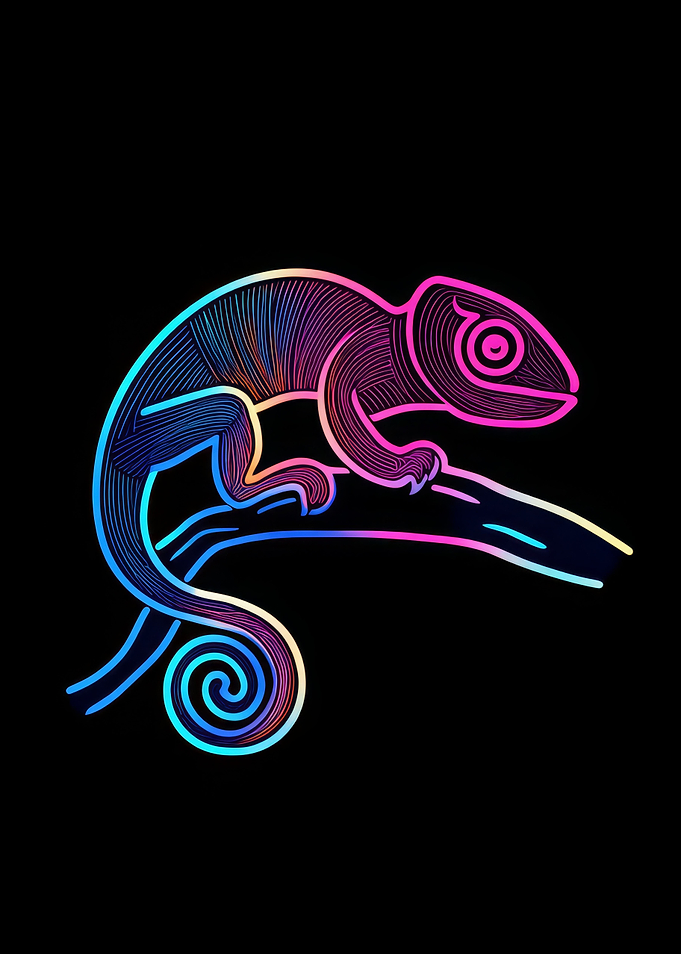 Neon Chameleon Illustration