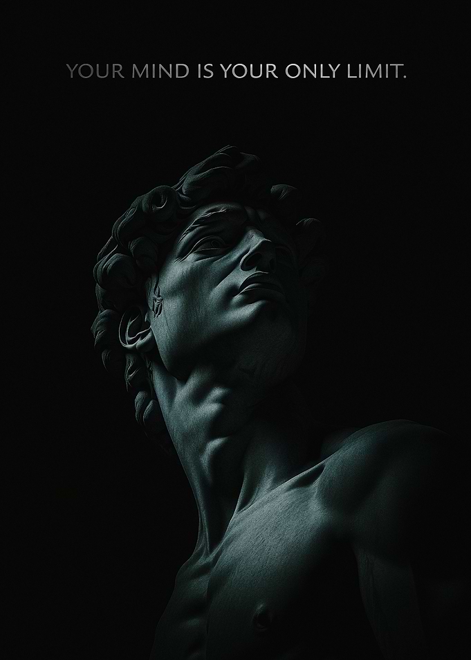 David Statue with Quote