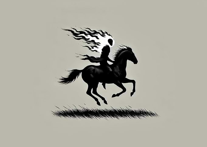 Burning Rider on Horseback