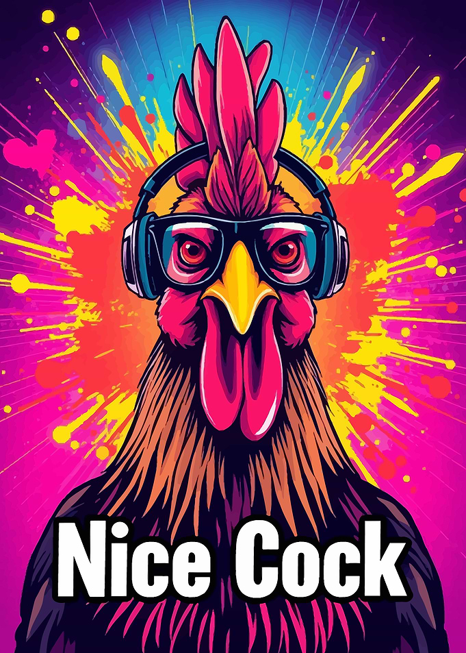 Cool Rooster with Headphones