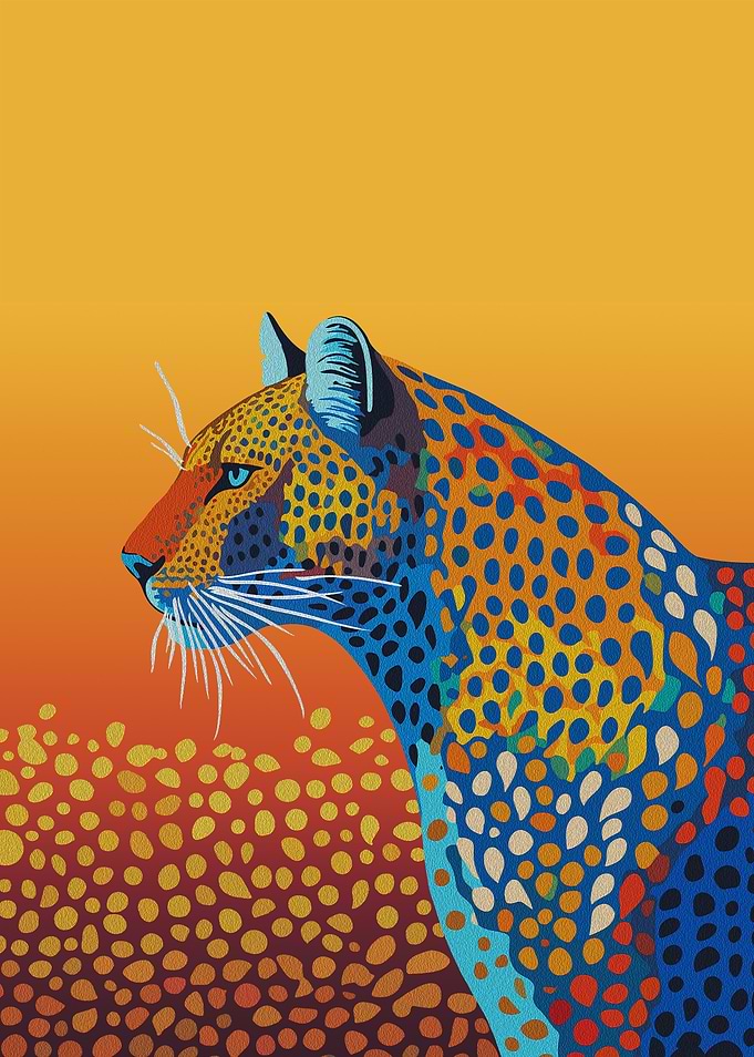 Abstract Vibrant Leopard Art