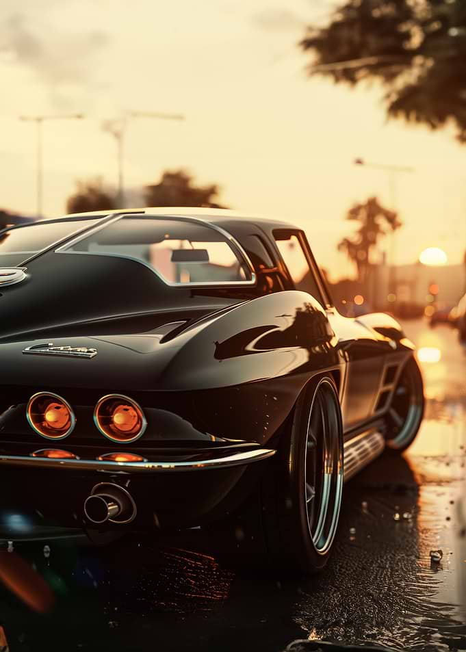 Classic Corvette C2 Stingray at Los Angeles Sunset