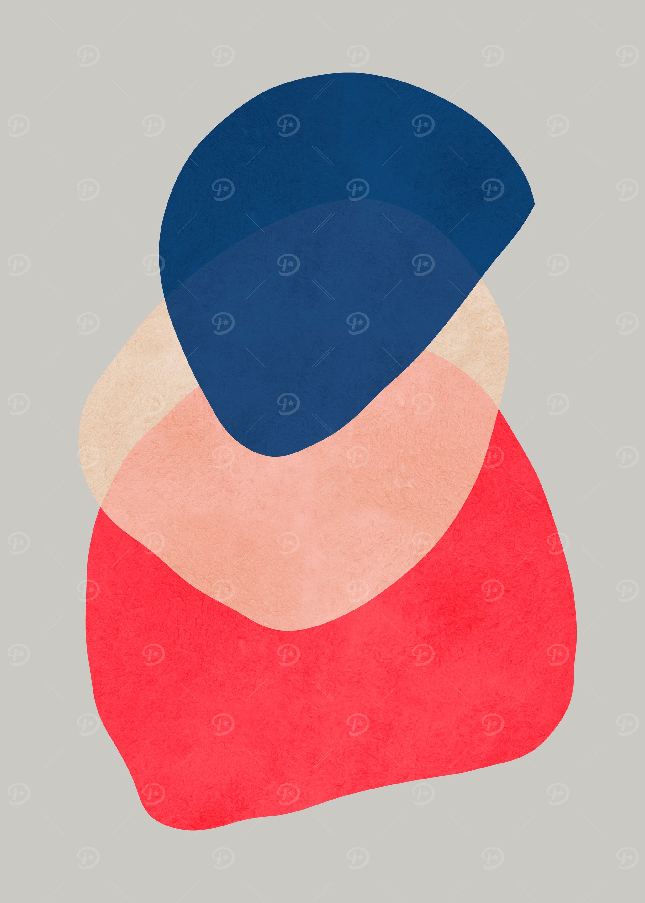 Abstract Shapes in Red, Pink, and Blue