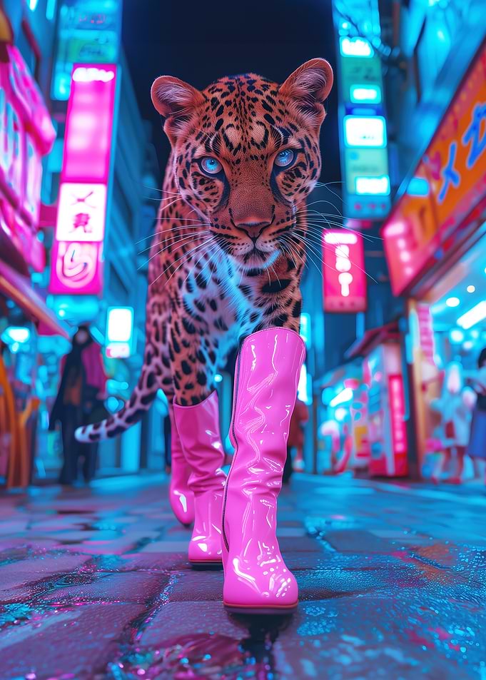Leopard in Neon City