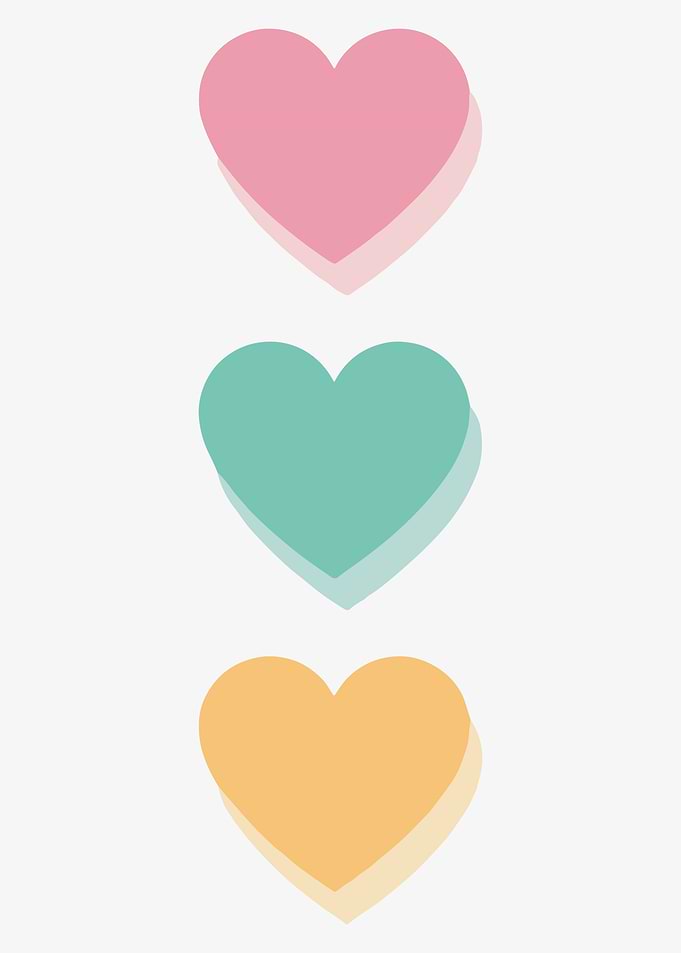 Three Pastel Hearts
