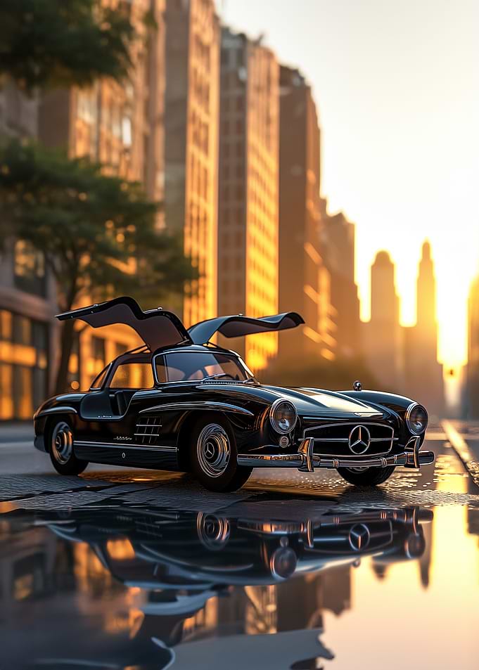 Classic Mercedes 300 SL 1950 in New York Street
