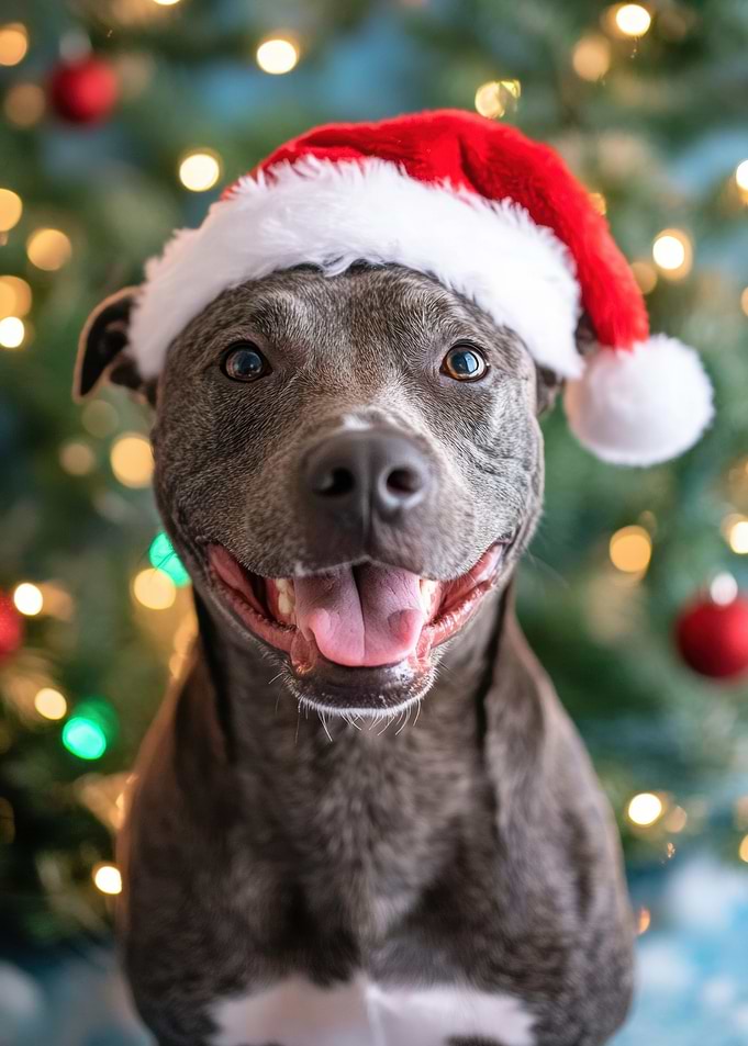 Dog in Santa Hat