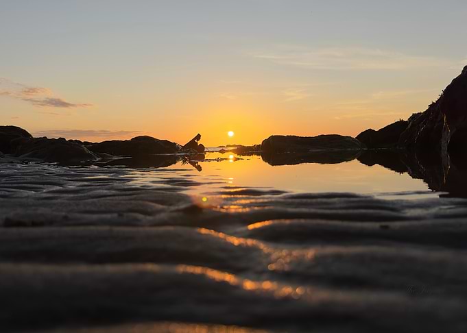 Sunset Reflection on Beach