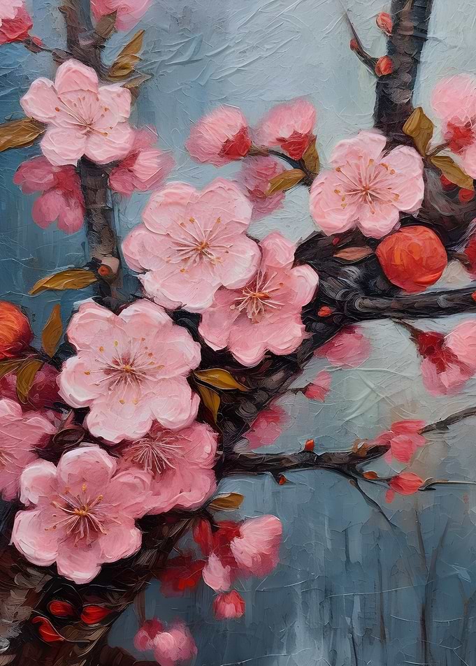 Pink Cherry Blossom Painting