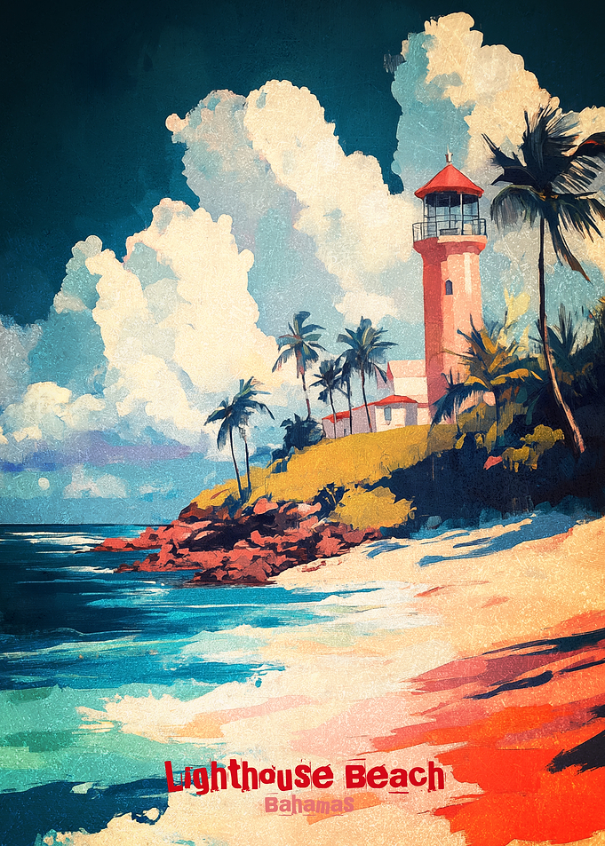 Lighthouse Beach Art Poster