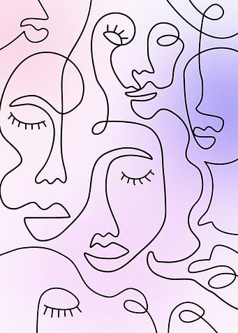 Abstract Line Art Faces