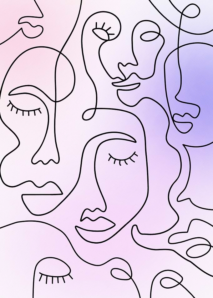 Abstract Line Art Faces