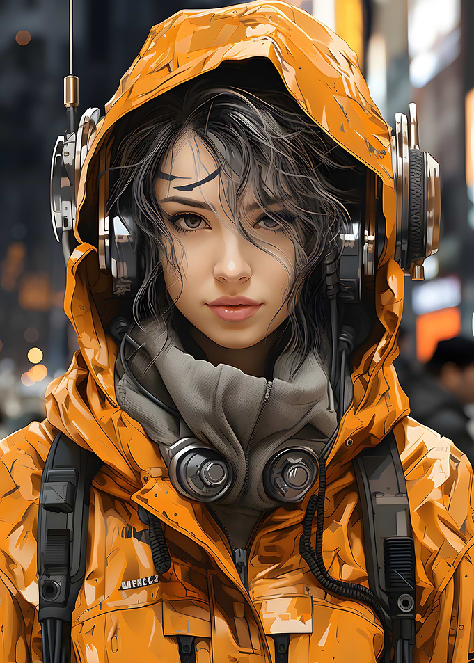 Cyberpunk Woman in Orange