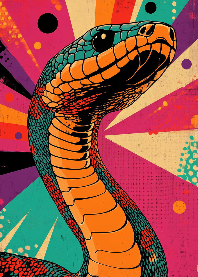 Retro Snake Art | Cobra Pop Art Print | Snake Art