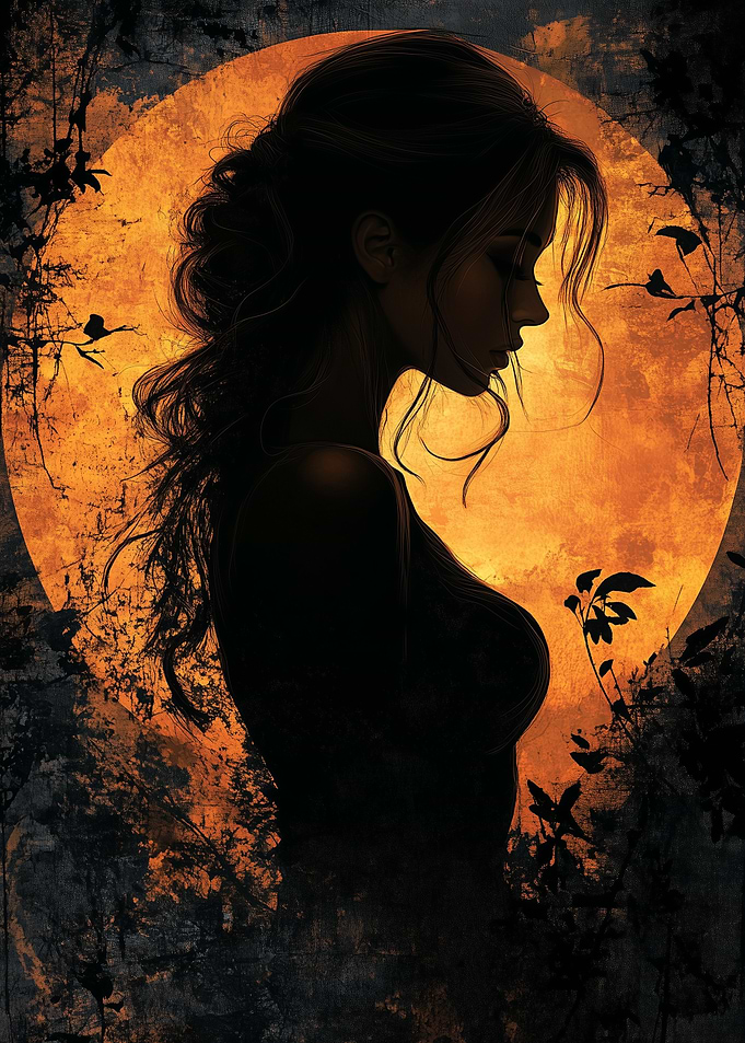 Silhouette Woman Moon