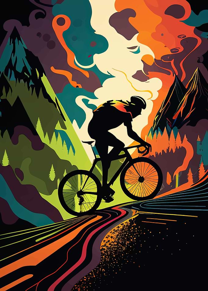 Cyclist in Mountain Landscape
