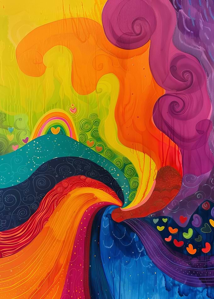 Rainbow Land Swirl Abstract Art