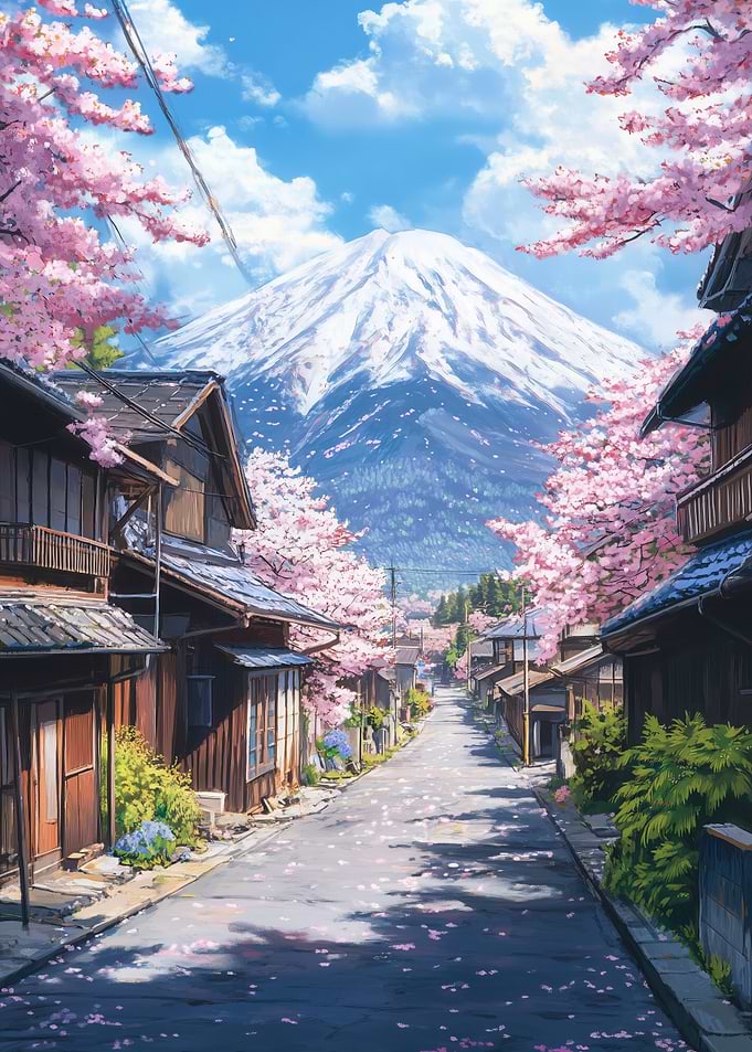 Cherry Blossom Street in Japan